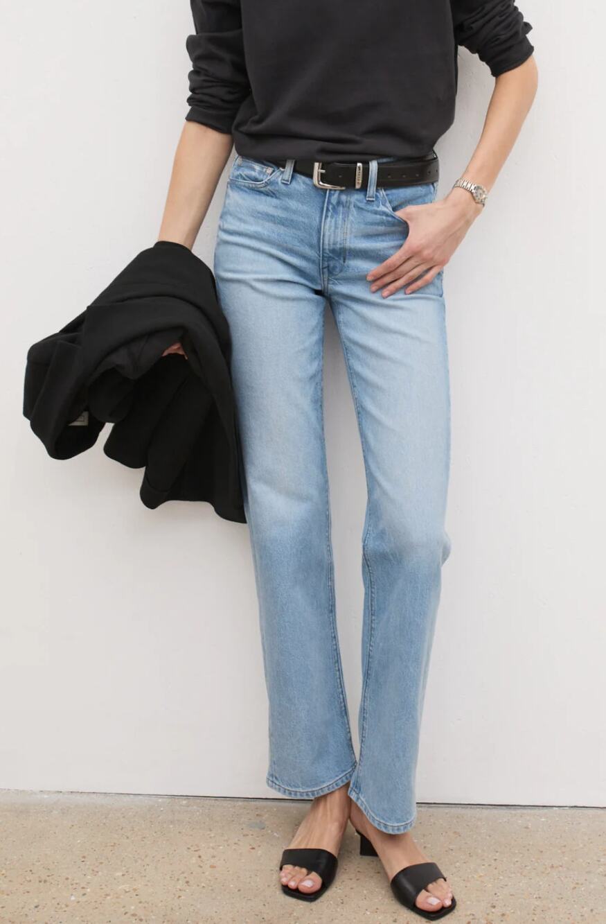 AYR The Roadie Relaxed Straight Leg Jeans Light Blue Wash Women's Size 34